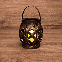 NEON-NIGHT (513-055) Декоративный фонарь со свечкой, бронза, 14х14х16,5 см, цвет Теплый