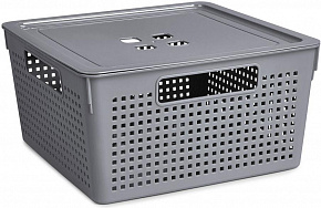 VIOLET Коробка для хранения квадратная "Лофт" с крышкой 11л 294х294х151 (серый) 6911118 Коробка для хранения