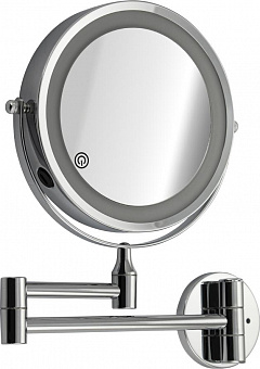 САНАКС 75278 Зеркало косметическое, настенное, с LED подсветкой, сенсорное включение, зарядка Type - C, шнур в комплекте, корпус из нержавеющей стали,