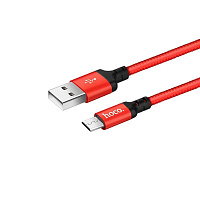 HOCO (6957531062912) X14 USB (m)-microUSB (m) 2.0м - красный/черный кабель