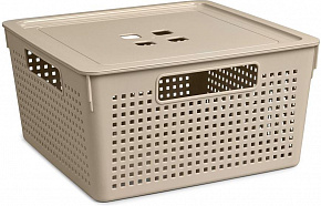 VIOLET Коробка для хранения квадратная "Лофт" с крышкой 11л 294х294х151 (латте) 6911120 Коробка для хранения