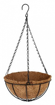 INBLOOM Кашпо подвесное с вкладышем из кокосового волокна, d25х12см, металл 164-296 Кашпо подвесное с вкладышем из кокосового волокна