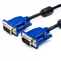 ATCOM (АТ7789) кабель VGA 2ферита - 1,8 м, черный/синий кабель