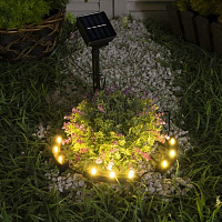 LUAZON LIGHTING Садовый светильник на солнечной батарее Обруч, 9 LED, свечение тёплое белое 9146816 Садовый светильник на солнечной батарее