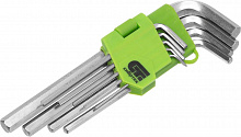 СИБРТЕХ Набор ключей имбусовых HEX, 1.5-10 мм, 45x, закаленные, 9 шт, удлиненные, никель Набор ключей