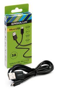 ERGOLUX (15093) ELX-CDC01-C02 USB-Micro USB 3А 1,2м Черный Кабель