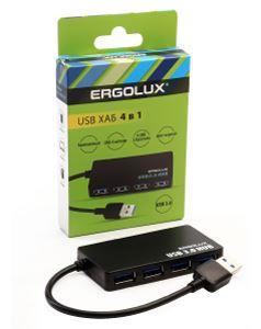 ERGOLUX (15109) ELX-SLP01-C02 (Разветвитель USB-4USB, 2А, Черный, Коробка) СЗУ