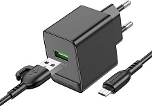 BOROFONE (6941991104756) 1м 1USB 3.0A QC3.0 18W Black 1 м СЗУ