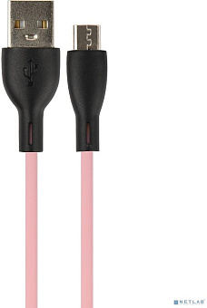 PERFEO (U4025) SILICON USB A вилка - Micro USB вилка, 2.4A, розовый, силикон, длина 1 м Кабель