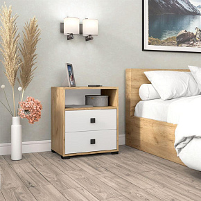 БИТЕЛ ЛАУРА Дуб крафт золотой/Белый (1 кор.) Тумба прикроватная