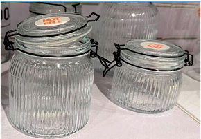 MALLONY Банка из рельефного стекла, LA SCALA, объём: 1500 мл, с бугельным цветным замком (108322)