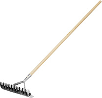 PALISAD Грабли двусторонние аэраторные, стальные, зубъя 11/21шт, 340 мм, деревянный черенок, BASE 61816