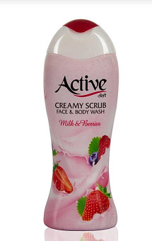 ACTIVE Гель-скраб кремовый для душа Клубника со сливками , 400 мл (512306011) Гель-скраб для душа ACTIVE Гель-скраб кремовый для душа Клубника со слив