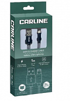 CARLINE CAB02121 USB-Lightning 2.1А 1 метр тканевая оплетка Кабель