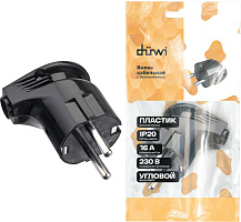DUWI (30470 8) Вилка пластиковая, угловая, с заземлением, 16А, 230В, IP20, черный