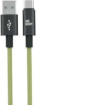 AKSBERRY (6900295560019) X163 Nylon silk USB-A - Type-C, салатовый Кабель