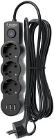 КОСМОС YKsm5m3g-Z-VU10A-B - 3 гн х 5,0 м черный Удлинитель