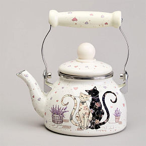 AGNESS 943-070 LAVENDER CATS со съемным фильтром 0,85л Чайник