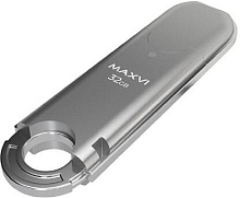 MAXVI P2 32GB silver, монолит с колпачком, ABS пластик, USB 2.0