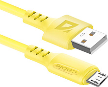 DEFENDER (87108YEL) USB кабель F207 Micro 1м,2.4А,силикон Кабель
