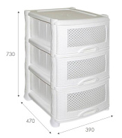 VIOLET ПЛЕТЁНКА белый 3-х секц. 35306 Комод