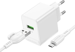 BOROFONE (6941991104763) 1м 1USB 3.0A QC3.0 18W White 1 м СЗУ
