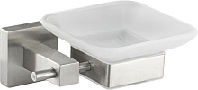 GFMARK 87004 Мыльница стеклянная матовая, с креплением к стене из нержавеющей стали, с квадратным основанием, цвет САТИН