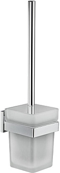 GFMARK 84162 Ёрш для унитаза, стеклянный, с креплением к стене, на квадратном основаниии, цвет ХРОМ
