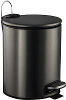 САНАКС 10505 Ведро из нержавеющей стали, с педалью, круглое, 5 литров, плоская крышка микролифт, цвет ГРАФИТ