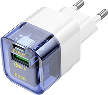 HOCO (6942007609838) 1USB+1Type-C 3.0A QC3.0 PD 30W Transparent Blue СЗУ