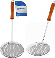 MULTIDOM Шумовка хром дерев. ручка AN50-33