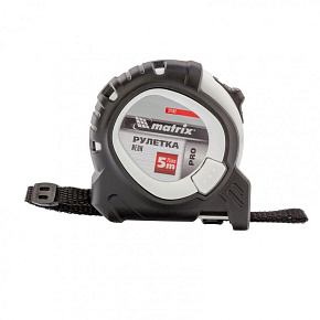 MATRIX Рулетка Neon,5 м x 25 мм,обрезиненный корпус,3 фиксации,Pro 32592 Рулетка