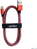 PERFEO (U4804) USB A вилка - Micro USB вилка, красно-белый, 3 м Кабель