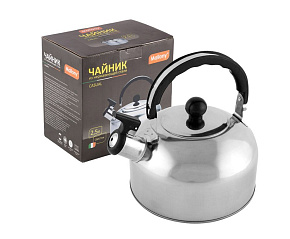 MALLONY Чайник Casual, объем 2.5 л, из нерж стали со свистком, зеркальная полировка (007297) Чайник из нерж стали со свистком MALLONY Casual, объем 2.