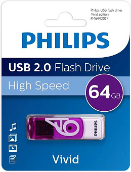 PHILIPS 64Gb VIVID2.0 Белый/Фиолетовый (FM64FD05P/97) Флешка
