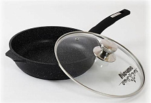 МЕЧТА С30802 Гранит black 30см несъемная ручка стеклянная крышка Сковорода МЕЧТА С30802 Гранит black 30см с несъемной ручкой и стекл. Крышкой