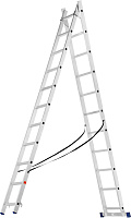 СИБРТЕХ Лестница, 2 х 11 ступеней, алюминиевая, двухсекционная, 97911