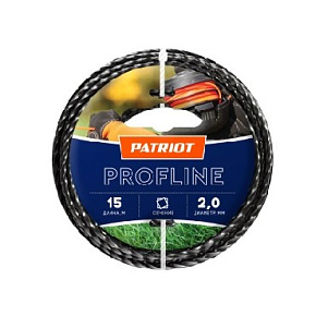 PATRIOT 805402201 D 2,0 мм L 15 м (скрученный квадрат, черный) Леска ProfLine для триммеров Леска