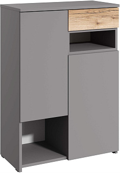 МЕБЕЛЬ-КОМПЛЕКС ЙОРК Комод 2х дверный с ящиком Серый шифер/Дуб Делано Модульная мебель