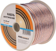 PROCONNECT (01-6205-6) КАБЕЛЬ АКУСТИЧЕСКИЙ 2Х1,00 ММ, ПРОЗРАЧНЫЙ BLUELINE, БУХ 100м
