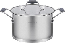 MAUNFELD MADISON MF30MS01CR Кастрюля из нержавеющей стали со стеклянной крышкой, 18 см, 2,6 л