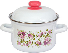 ЛЫСЬВА 16084АП2 Китайская роза эмал 1,5л Кастрюля ЛЫСЬВА 16084АП2 Китайская роза эмал 1,5л