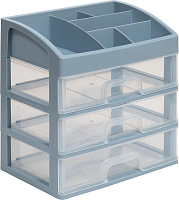 VIOLET для косметики 3 ящика (серо-синий/прозрачный) 330349 Органайзер