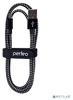 PERFEO (U4802) USB A вилка - Micro USB вилка, черно-белый, 3 м Кабель