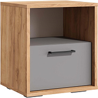 МЕБЕЛЬ-КОМПЛЕКС ТРИО К.0002.04 Тумба прикроватная с ящиком Дуб золотой крафт/Белый/Серый шифер (1 кор.)