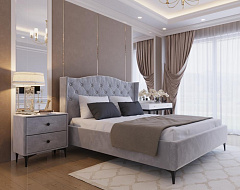 НК-МЕБЕЛЬ TANGO кровать 1600х2000 Велюр Светло-серый 72307344 (2 кор.) Кровать интерьерная