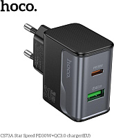 HOCO (6942007653787) CS73A 1USB+1Type-C 3.0A PD 30W+QC3.0 Midnight black СЗУ
