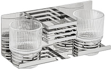 BRIMIX 1280-2 Полочка с двумя стеклянными стаканами и подставкой для зубных щёток, настенное крепление, из нержавеющей стали, цвет ХРОМ