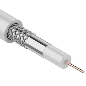 REXANT (01-2611) 3С-2V, CCS/AL/AL, 48%, 75 ОМ, бухта 100М белый Коаксиальный кабель