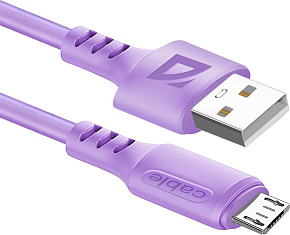 DEFENDER (87108VIO) USB кабель F207 Micro 1м,2.4А,силикон Кабель